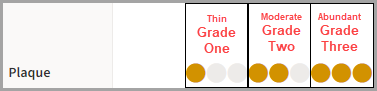 Plaque bubble chart indicating the Grade severities of one, two, and three.